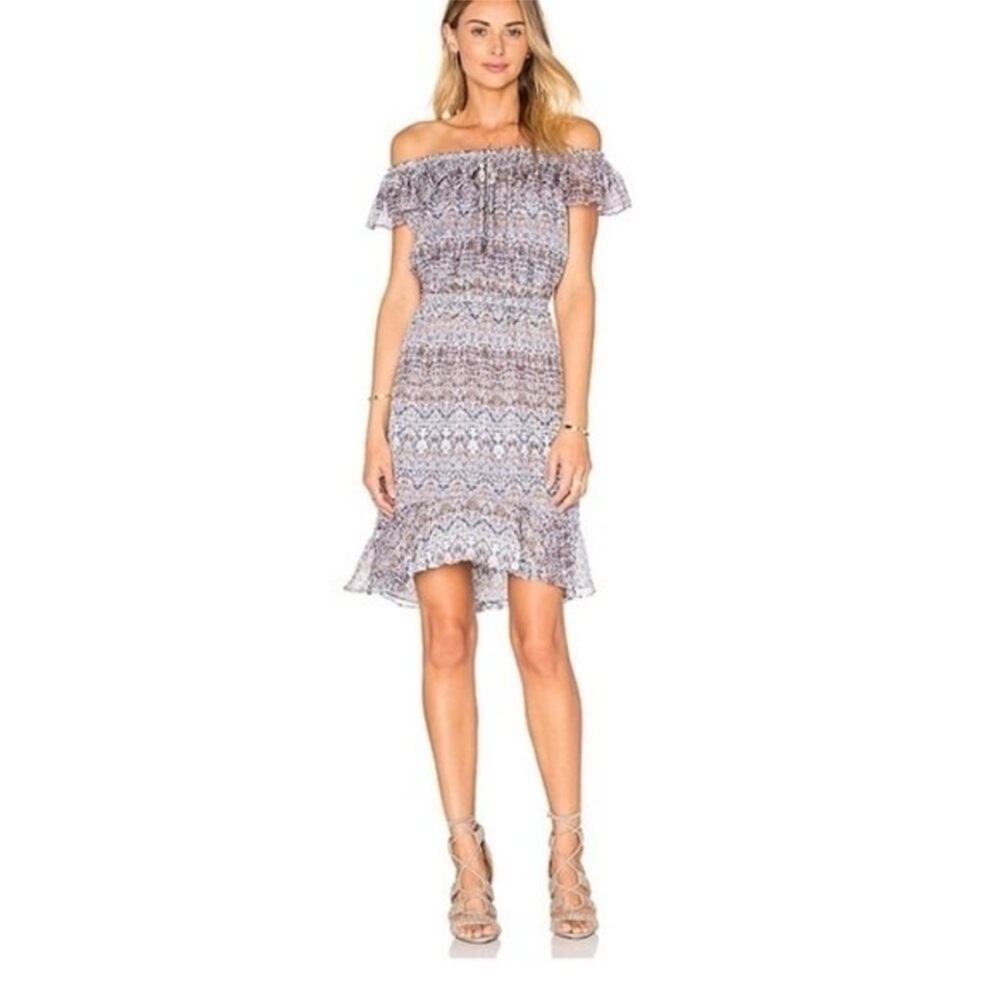 L'Agence Leonie Off the Shoulder 100% Silk High Low Dress Size Large Spring